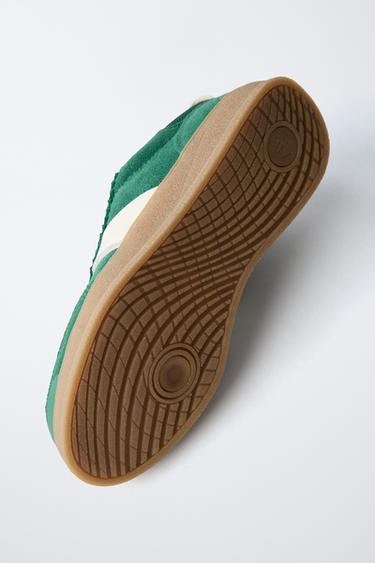 LEATHER DETAIL PLIMSOLLS - Green by Zara - Image 6