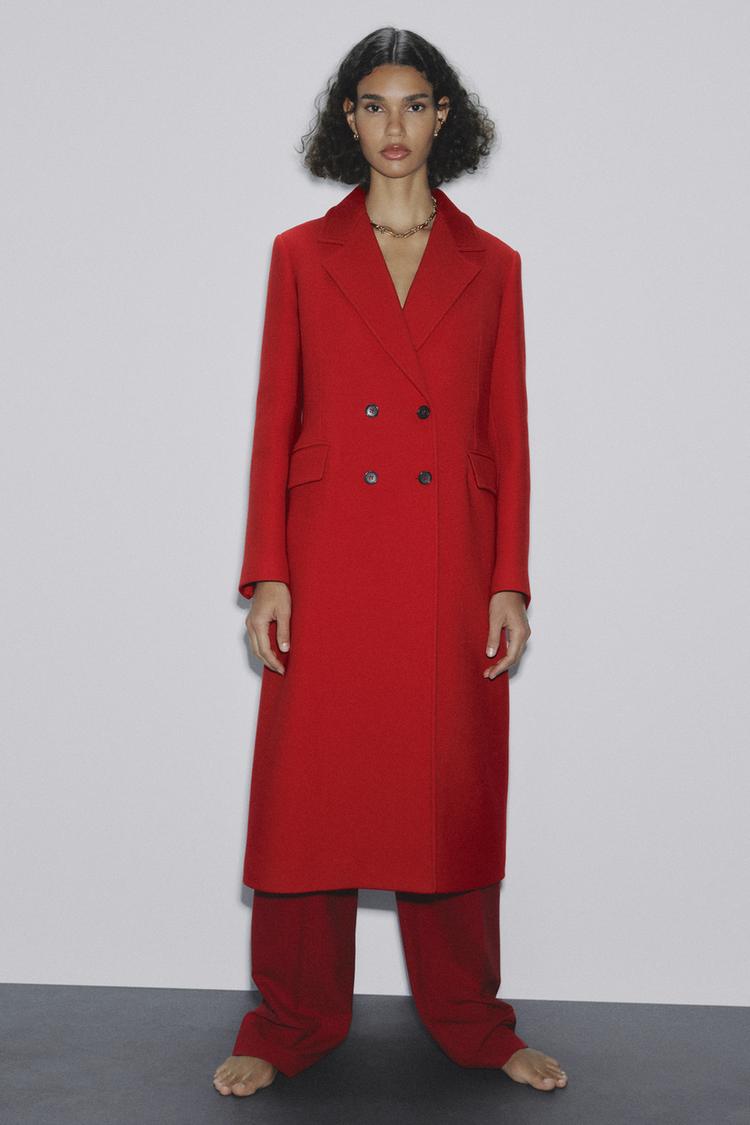 WOOL BLEND DOUBLE-BREASTED COAT Red ZARA Australia