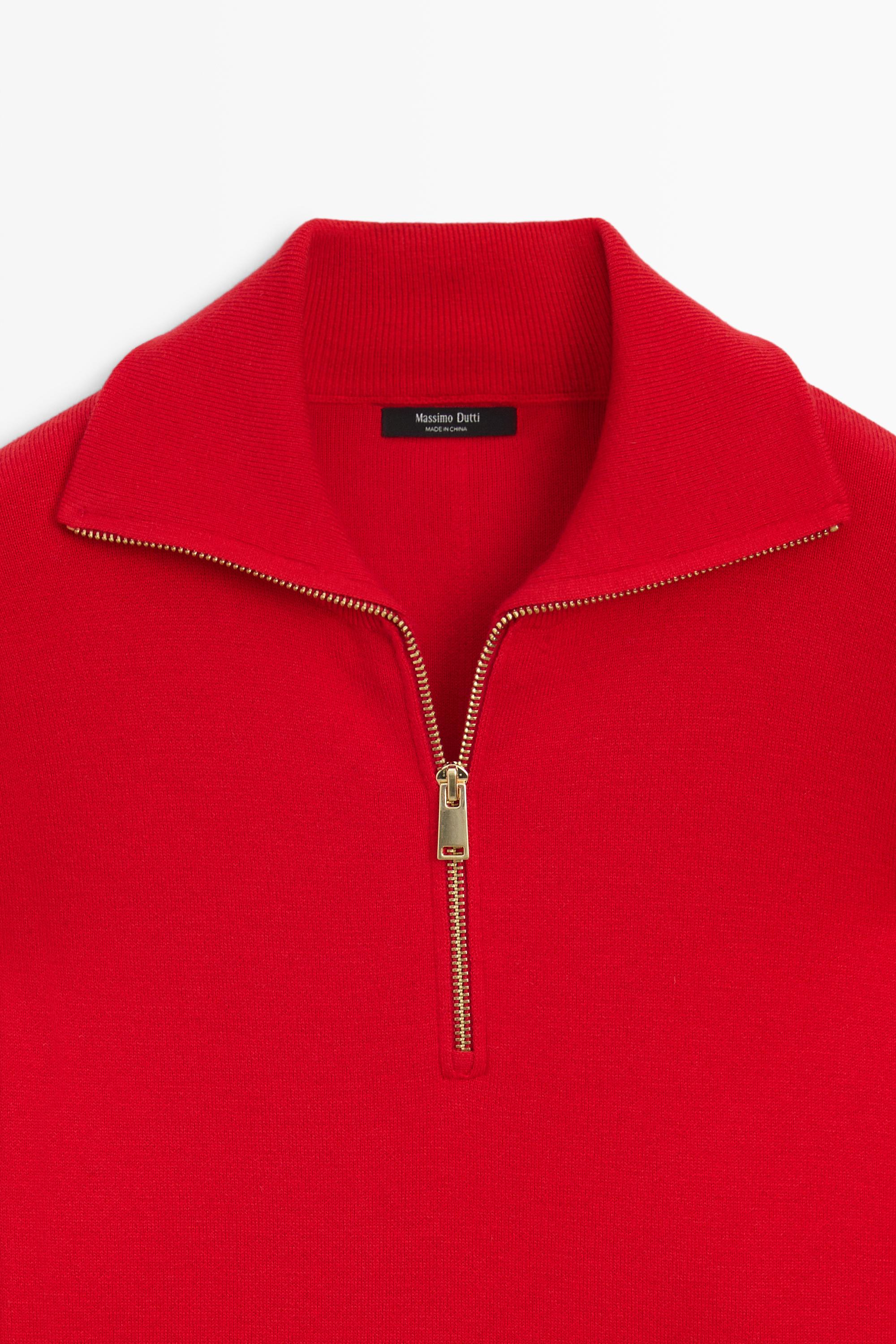 Pull polo en maille zippé coton