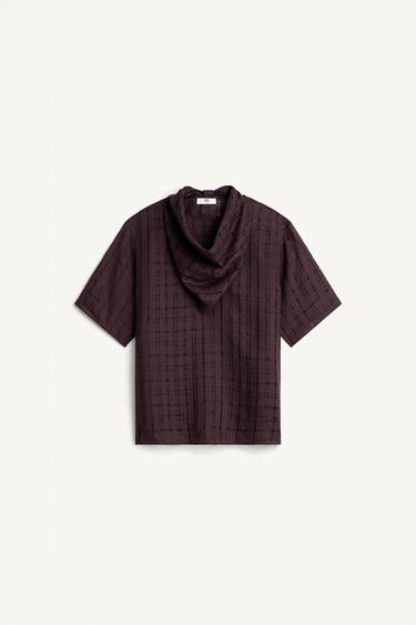 قميص بمنديل 100% كتان - باذنجاني داكن الخاص بـ Zara