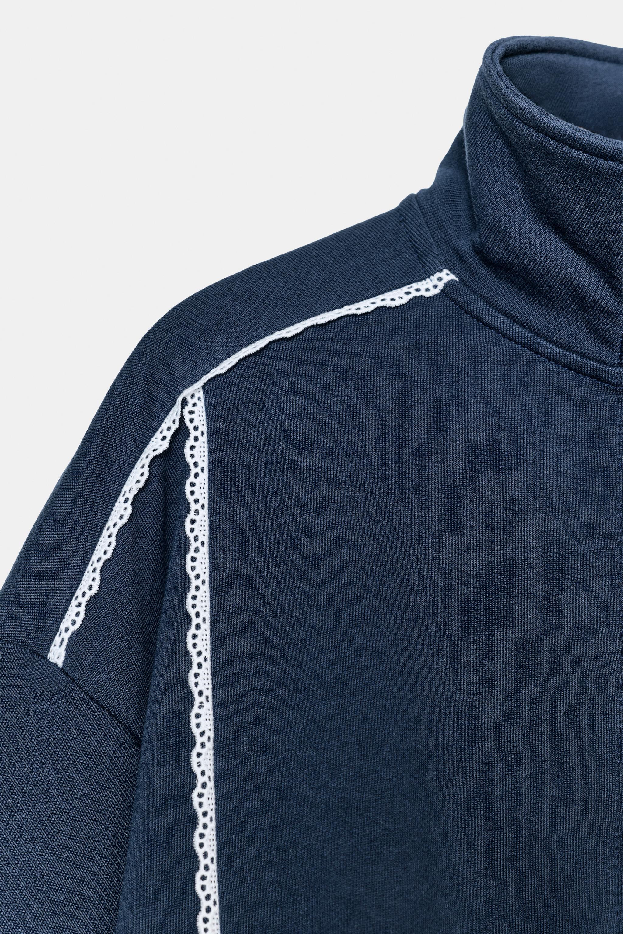 BLUZA Z KORONKĄ - Granatowy | ZARA Polska / Poland