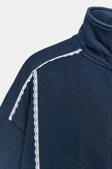 SWEAT VOLUME DENTELLE - Bleu marine de Zara - Image 6