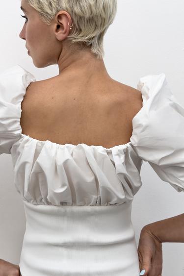 ΤΟΠ ΜΕ ΜΑΝΙΚΙ ΜΠΑΛΟΝΙ - Λευκό του Zara