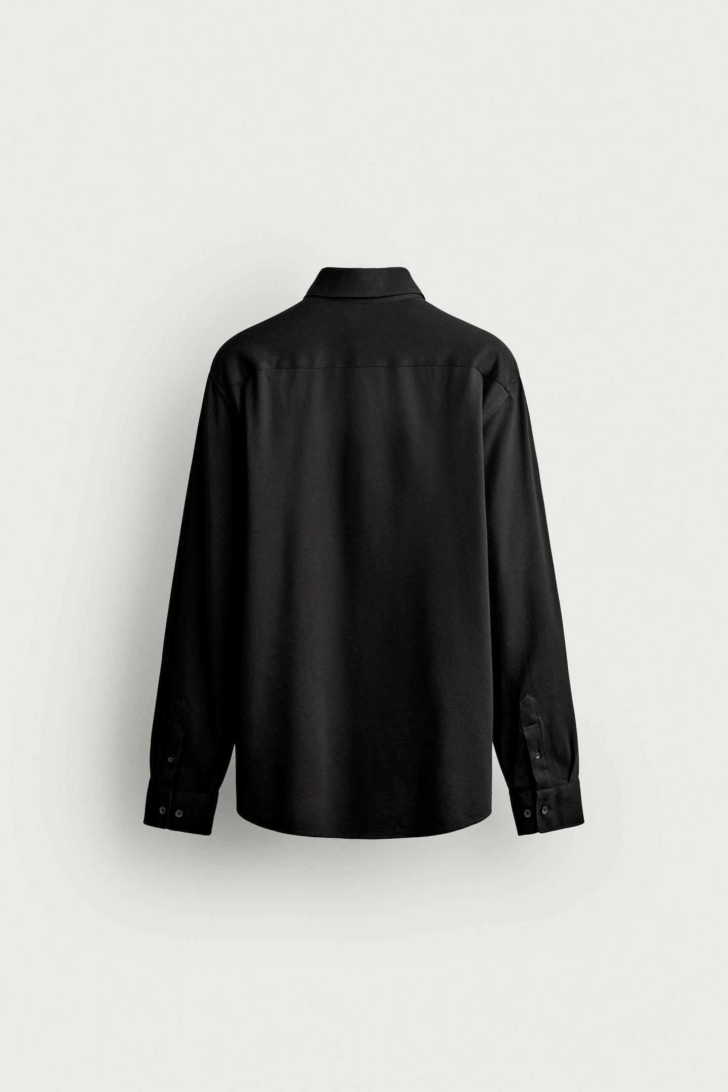 Мужская рубашка Zara Regular Fit, цвет: Чёрный — фото 7