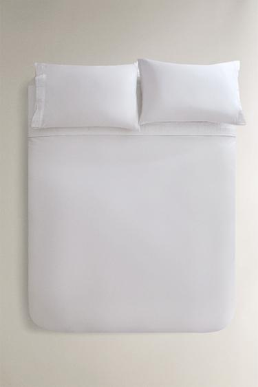 HOUSSE DE COUETTE COTON SATIN PLISSÉ (400 FILS) - Blanc de Zara