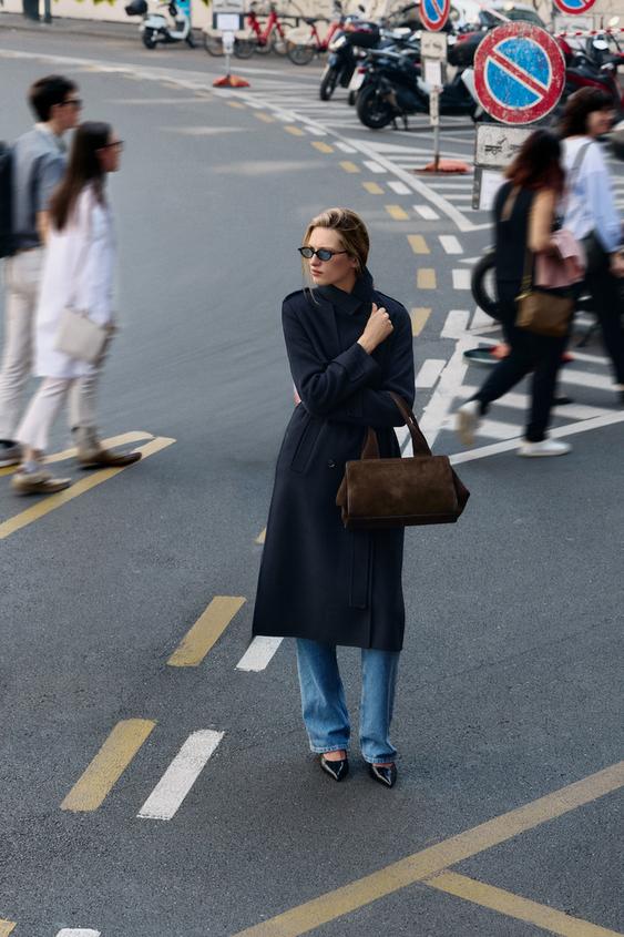 DOUBLE STRAP SPLIT LEATHER BAG