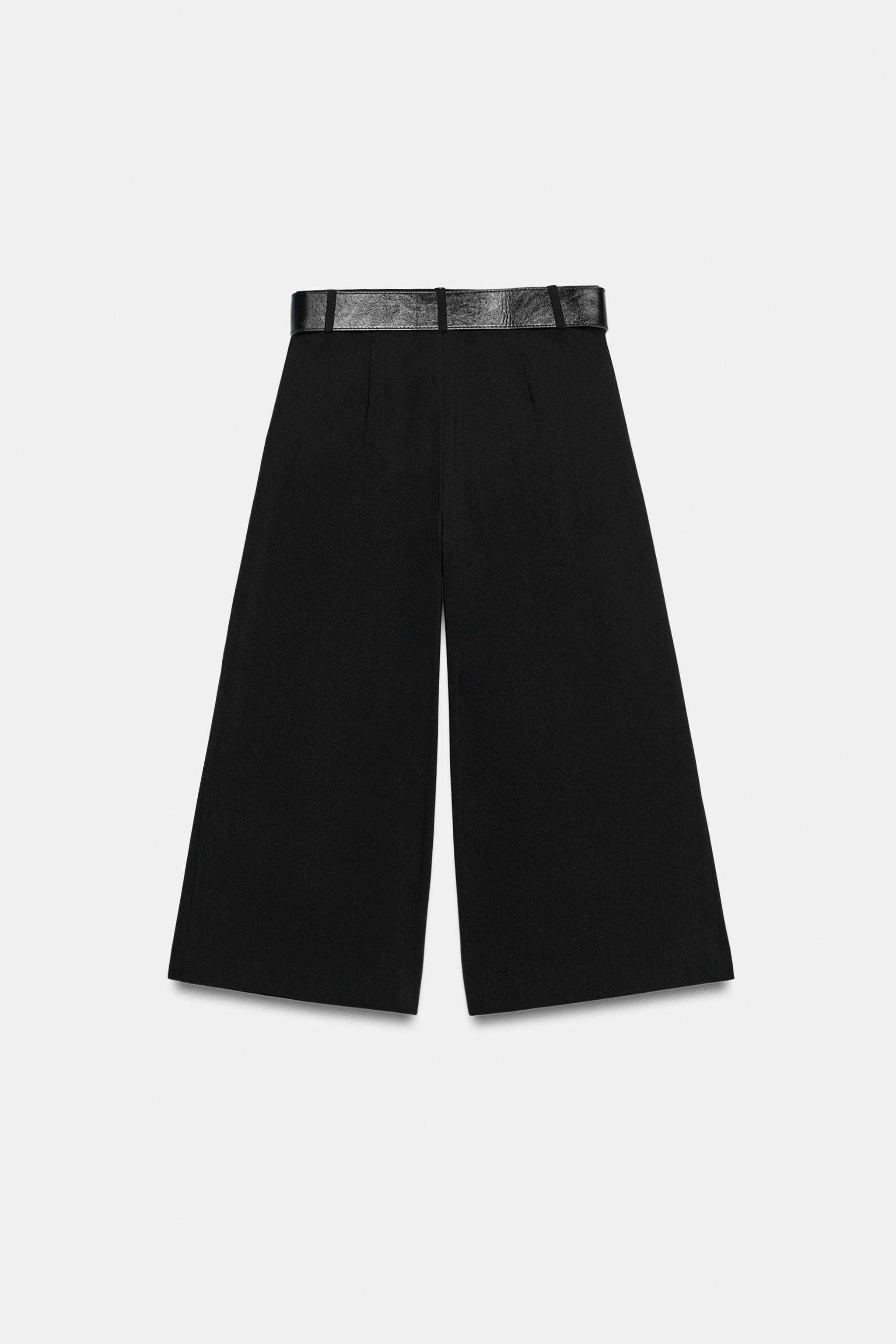 BELTED PLEATED CULOTTE PANTS