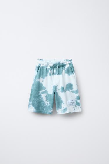 TIE-DYE JOGGING BERMUDA SHORTS - Blue/White by Zara