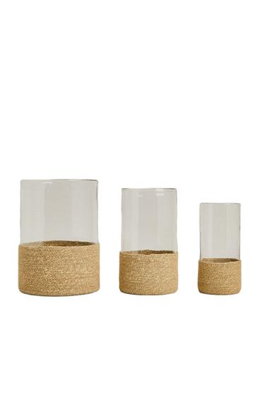 GLASS AND JUTE LANTERN - Transparent by Zara