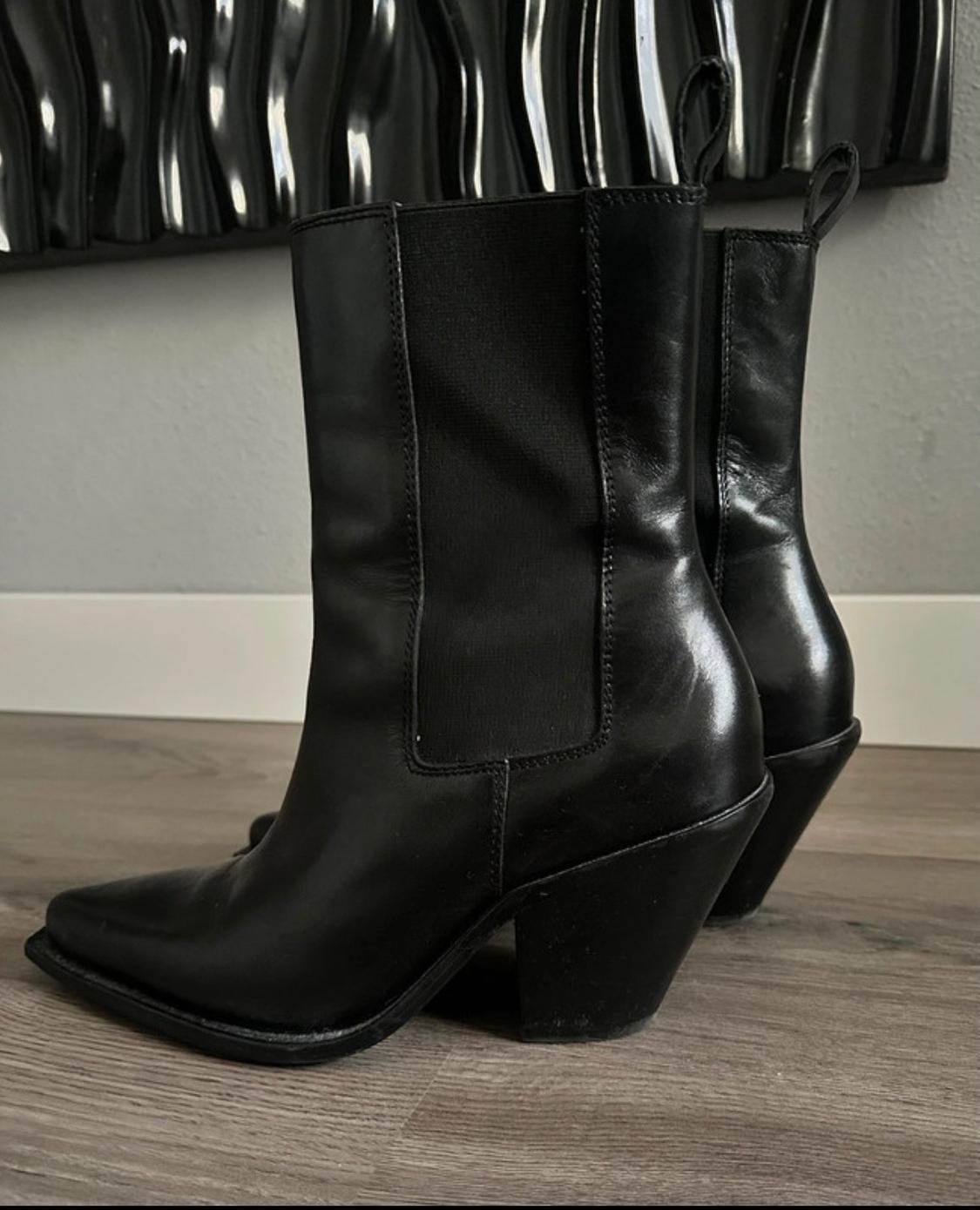 LEATHER COWBOY ANKLE BOOTS - Image 3