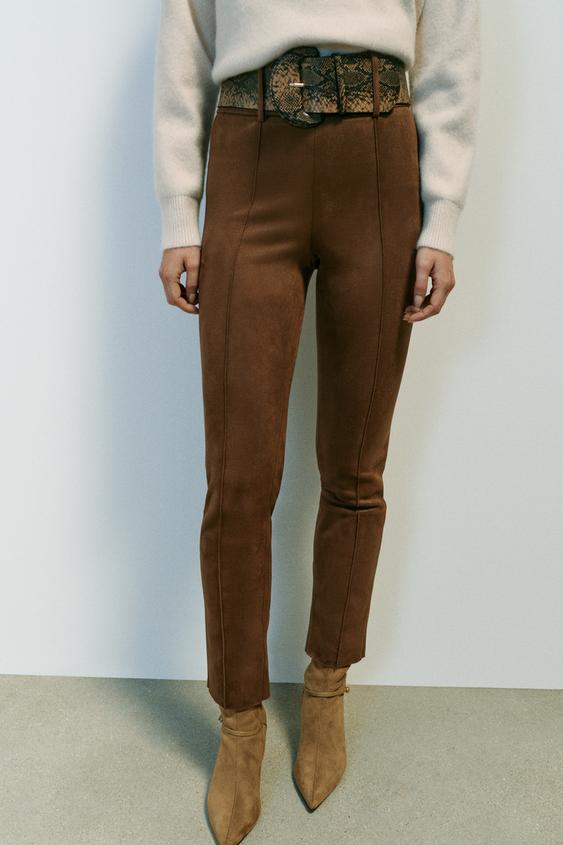 LEGGINGS EFFET DAIM AVEC CEINTURE - Camel moyen de Zara - Image 1