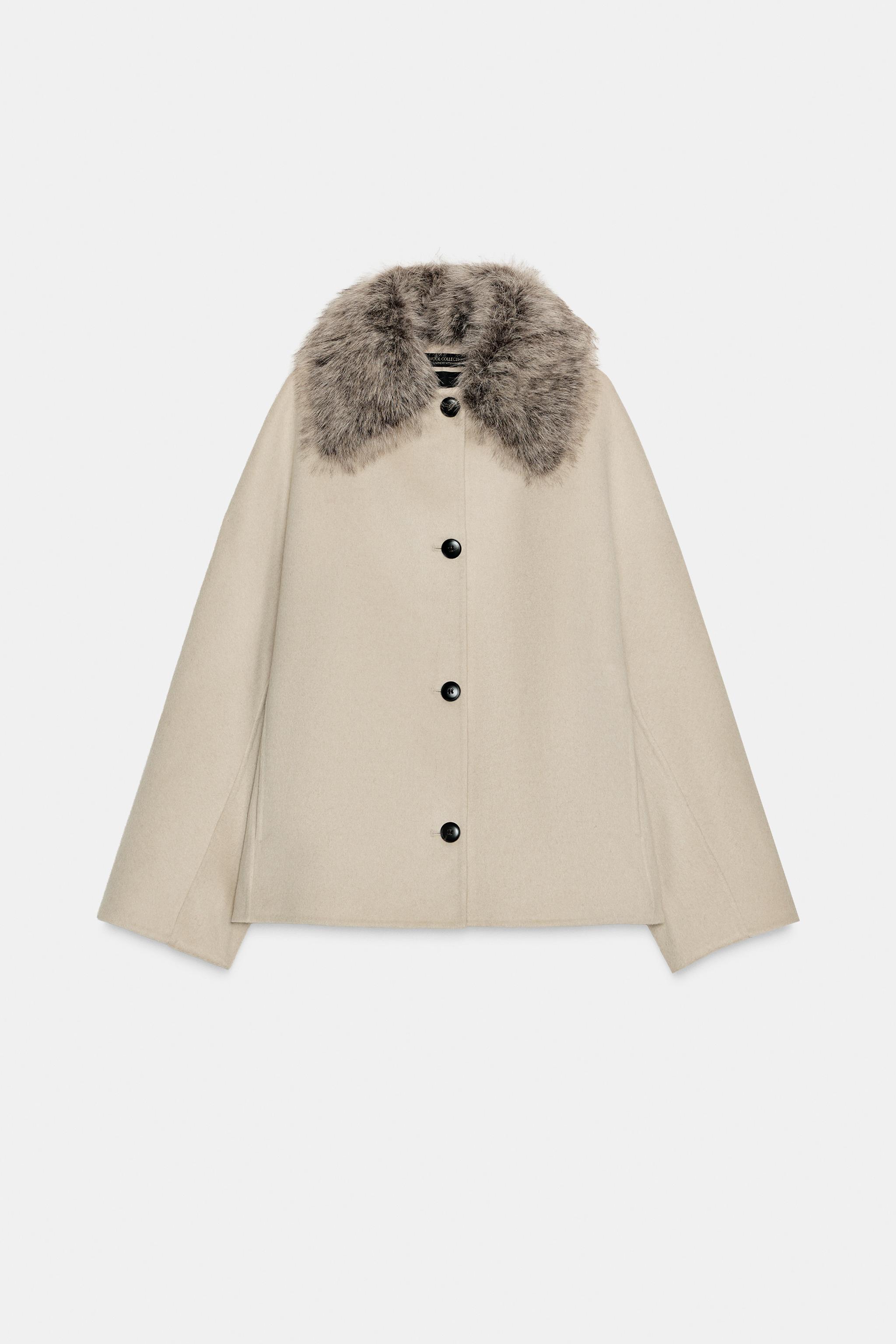 ZW COLLECTION WOOL BLEND JACKET WITH FAUX FUR COLLAR