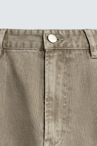 FLARE FIT TEXTURED COTTON TROUSERS - Beige by Zara - Image 7