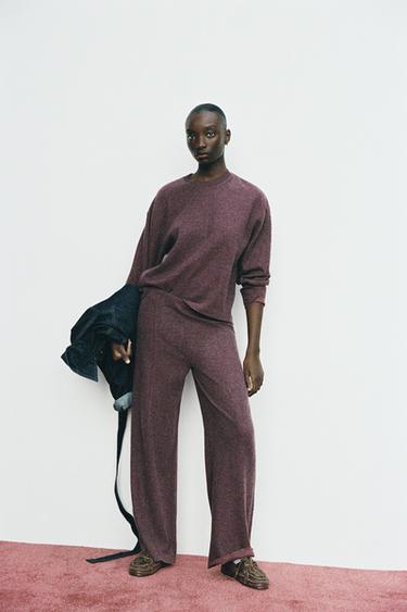 STRAIGHT SOFT TROUSERS - Burgundy by Zara