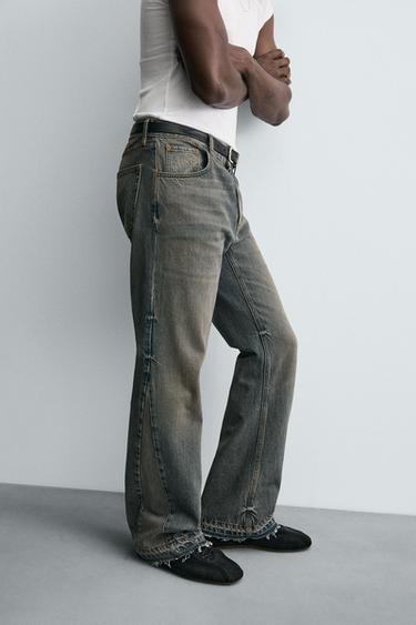 Zara FLARE FIT JEANS - Blue / Green