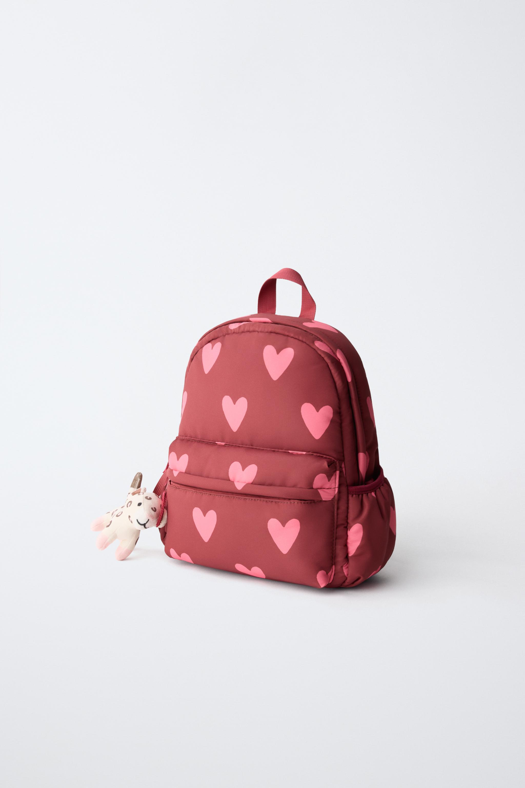 HEART PRINT CHARM BACKPACK