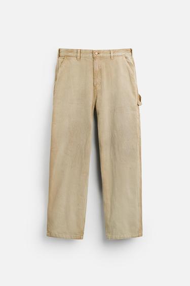 PANTALÓN CARPINTERO LAVADO - Beige de Zara