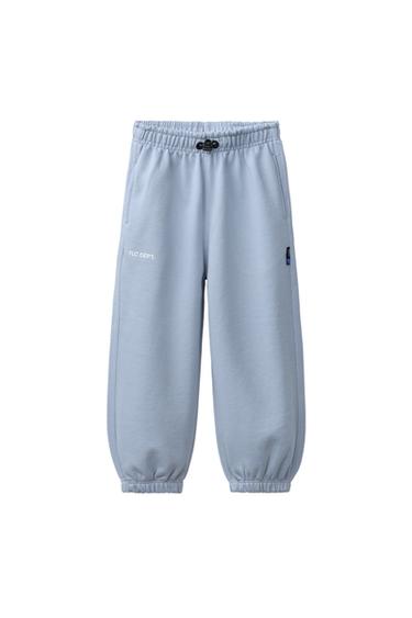 Zara BALLOON PLUSH PANTS WITH TEXT - Light blue