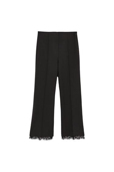 TROUSERS WITH LACE TRIM HEM