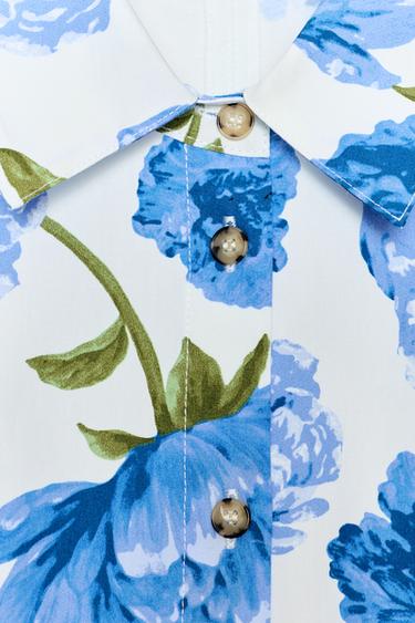 CHEMISE EN POPELINE À IMPRIMÉ FLORAL - Multicolore de Zara - Image 8