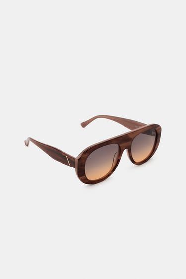 AVIATOR SHIELD SUNGLASSES - Brown by Zara - Image 2