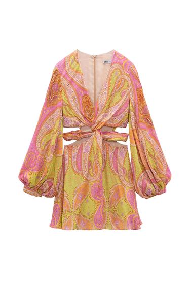 PRINTED DRESS WITH CUT-OUT DETAIL