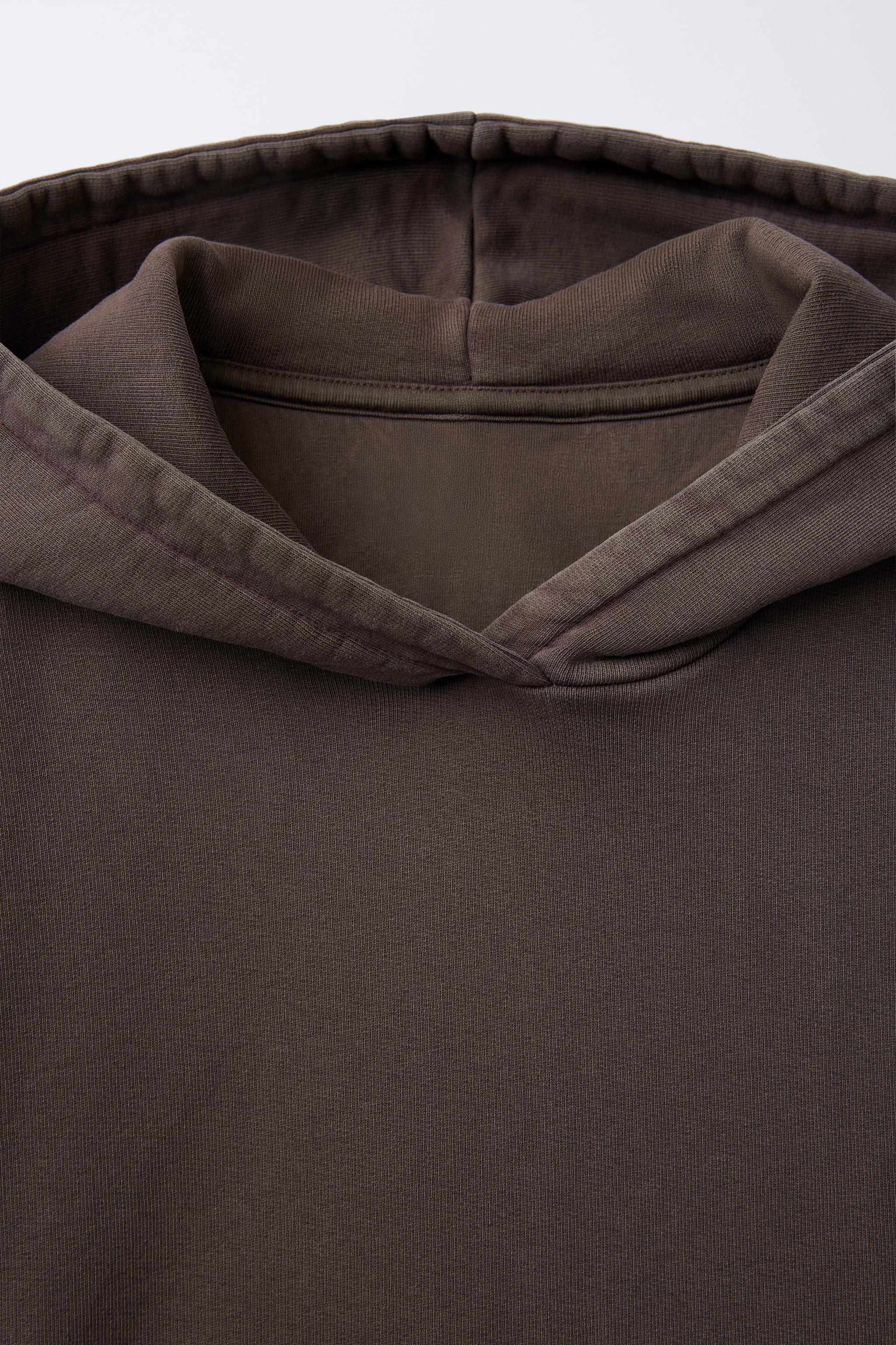 LABEL BALLOON CROPPED SWEATSHIRT - Chocolate | ZARA United