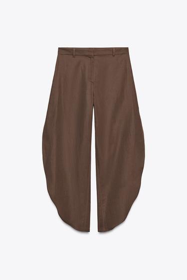 PANTALON LARGE À OUVERTURES ZW COLLECTION - Marron de Zara - Image 2