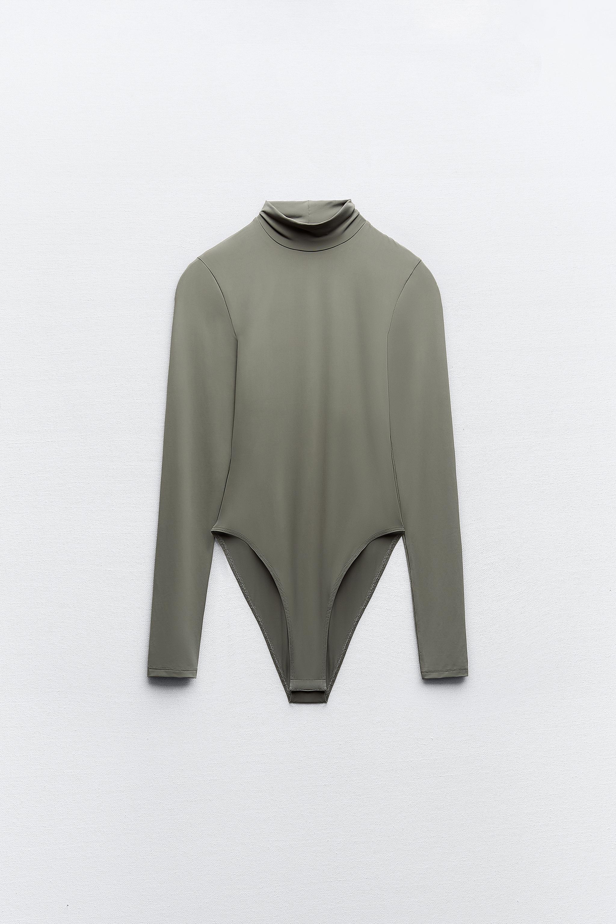 ZARA Bodysuit with Transparent flower design Long Sleeve Black SZL New  Authentic