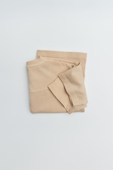 PLAIN T-SHIRT AND WIDE-LEG TROUSERS SET - Light brown by Zara - Image 8