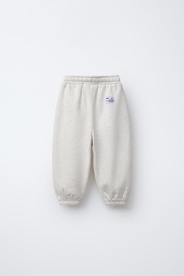 TEXT PRINT PLUSH JOGGERS - Beige marl by Zara - Image 1