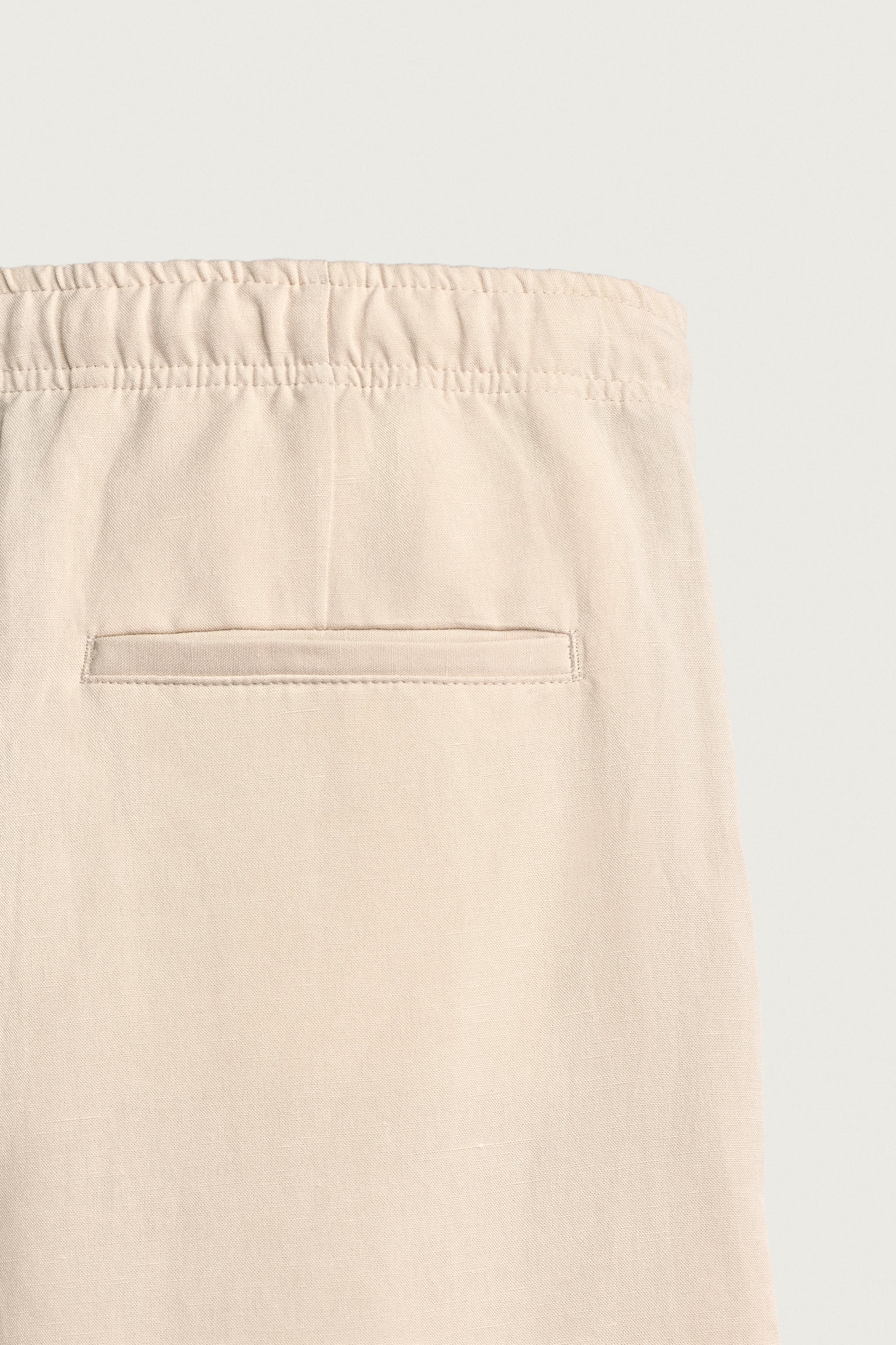 Мужские брюки Zara VISCOSE LINEN BLEND RELAXED FIT PANTS — фото 9