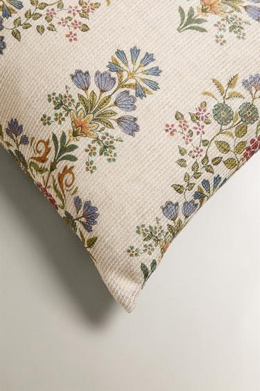 HOUSSE DE COUSSIN COTON FLEURS - Écru de Zara - Image 1