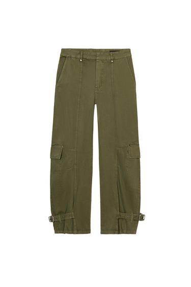 ZW COLLECTION BARREL CARGO TROUSERS - Khaki by Zara