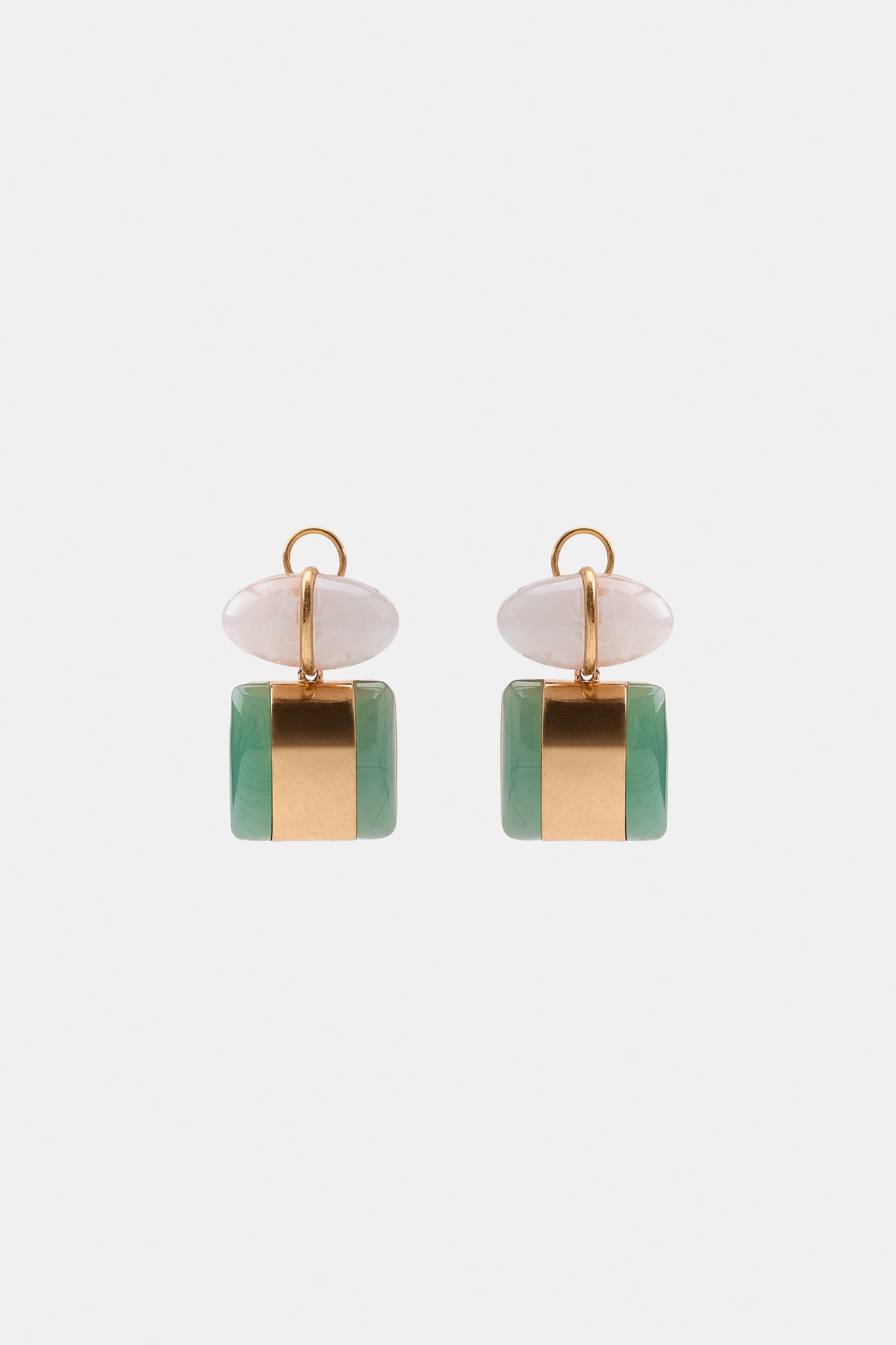 DOUBLE RESIN STONE EARRINGS