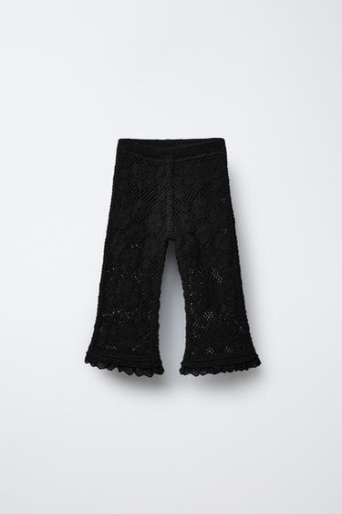 PANTALÓN PUNTO CROCHET PUNTILLA - Negro de Zara