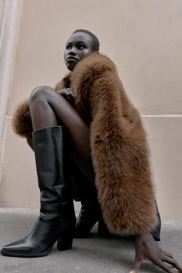 Zara LEATHER COWBOY BOOTS - Black - Image 0