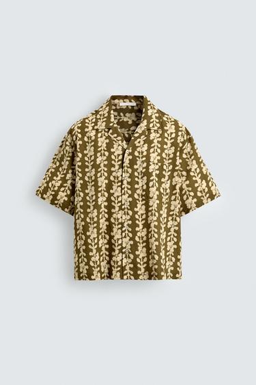 GEOMETRIC PRINT SHIRT - Olive green by Zara