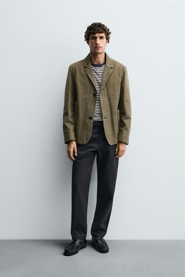 PLEATED CHINO TROUSERS - Navy blue by Zara