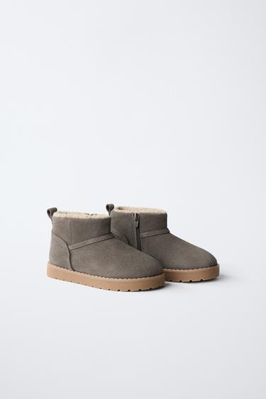 LINED LEATHER BOOTS - Grey by Zara