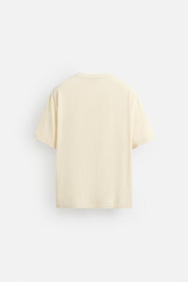 CONTRAST EMBROIDERY T-SHIRT - Ecru by Zara - Image 8