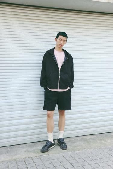 Zara RELAXED FIT 針織短褲 - 黑色