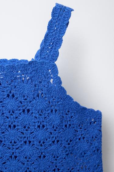 TOP COURT EN MAILLE CROCHET - Bleu roi de Zara - Image 2