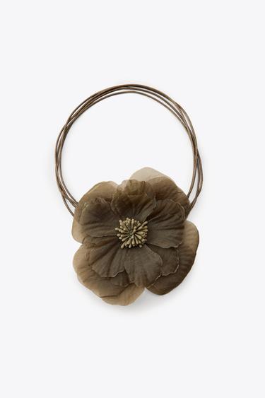 TULLE FLOWER NECK CORD - Toffee by Zara - Image 2