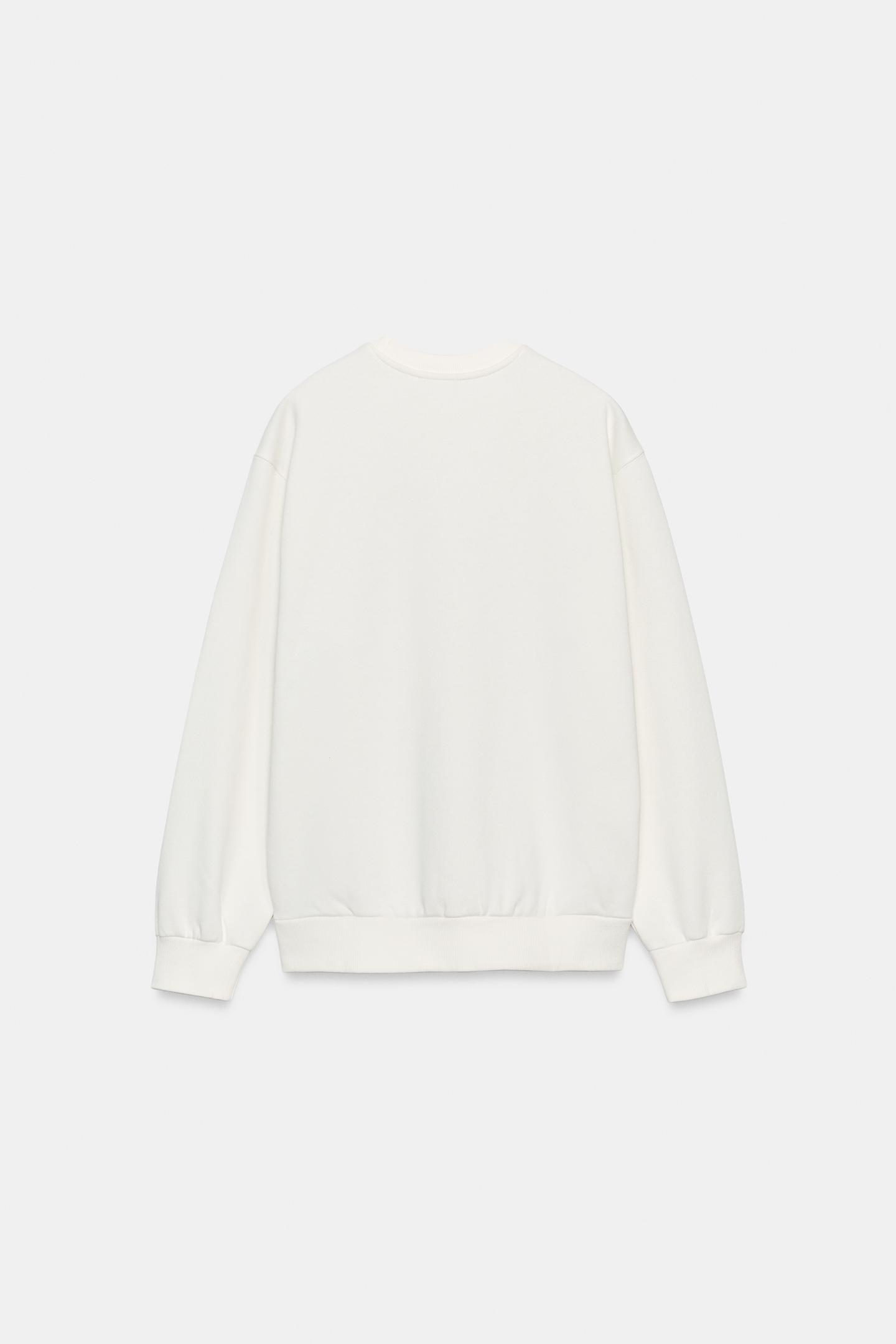 Женская толстовка Zara Embroidered Bow, цвет: Устричный белый — фото 7