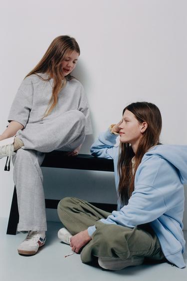 PANTALÓN WIDE LEG INTERLOCK - Gris vigoré de Zara