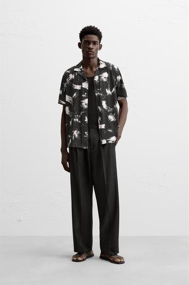 ЭЛАСТИЧНАЯ РУБАШКА С АБСТРАКТНЫМ ПРИНТОМ — ЧЕРНЫЙ от Zara — изображение 0