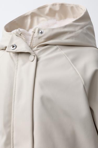 WATER-REPELLENT RUBBERISED FAUX FUR JACKET - Ecru by Zara - Image 4