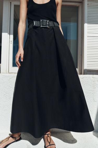 Zara MIDI SKIRT WITH BELT - Black