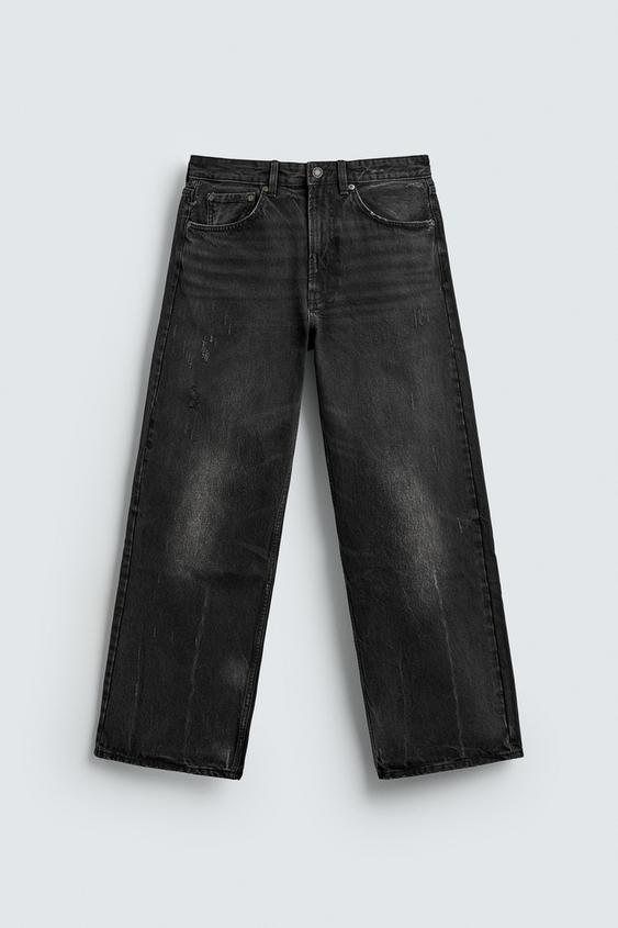 ジッパーヘムフレアフィットデニムパンツ - カーボン | ZARA Japan 